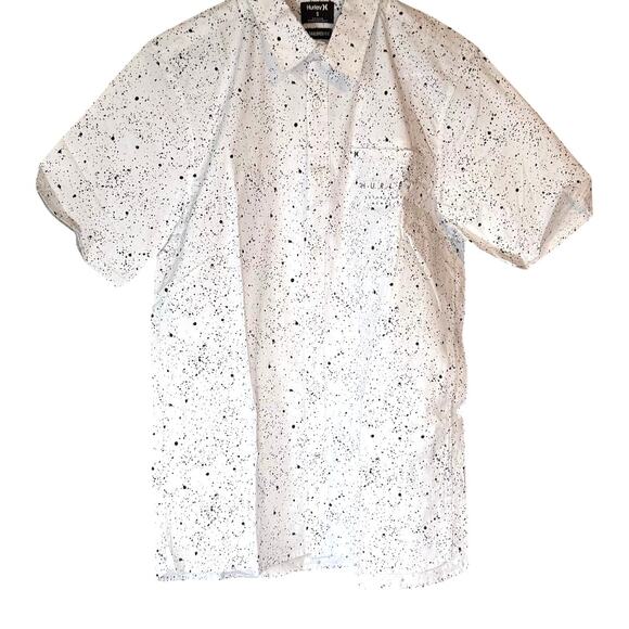 HURLEY Destroyer Button-Down Short-Sleeve Shirt AH4887 White/Black Men's SM NWT - Picture 3 of 7